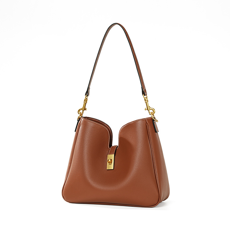 Premium Leather Structured Hobo Bag – Angled View