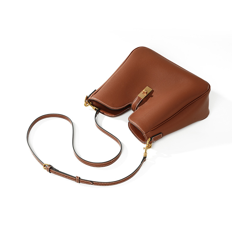 Premium Leather Structured Hobo Bag – Flat Lay