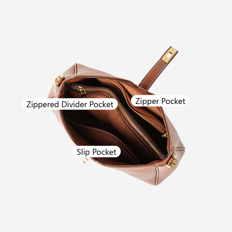 Premium Leather Structured Hobo Bag – Compartment Layout