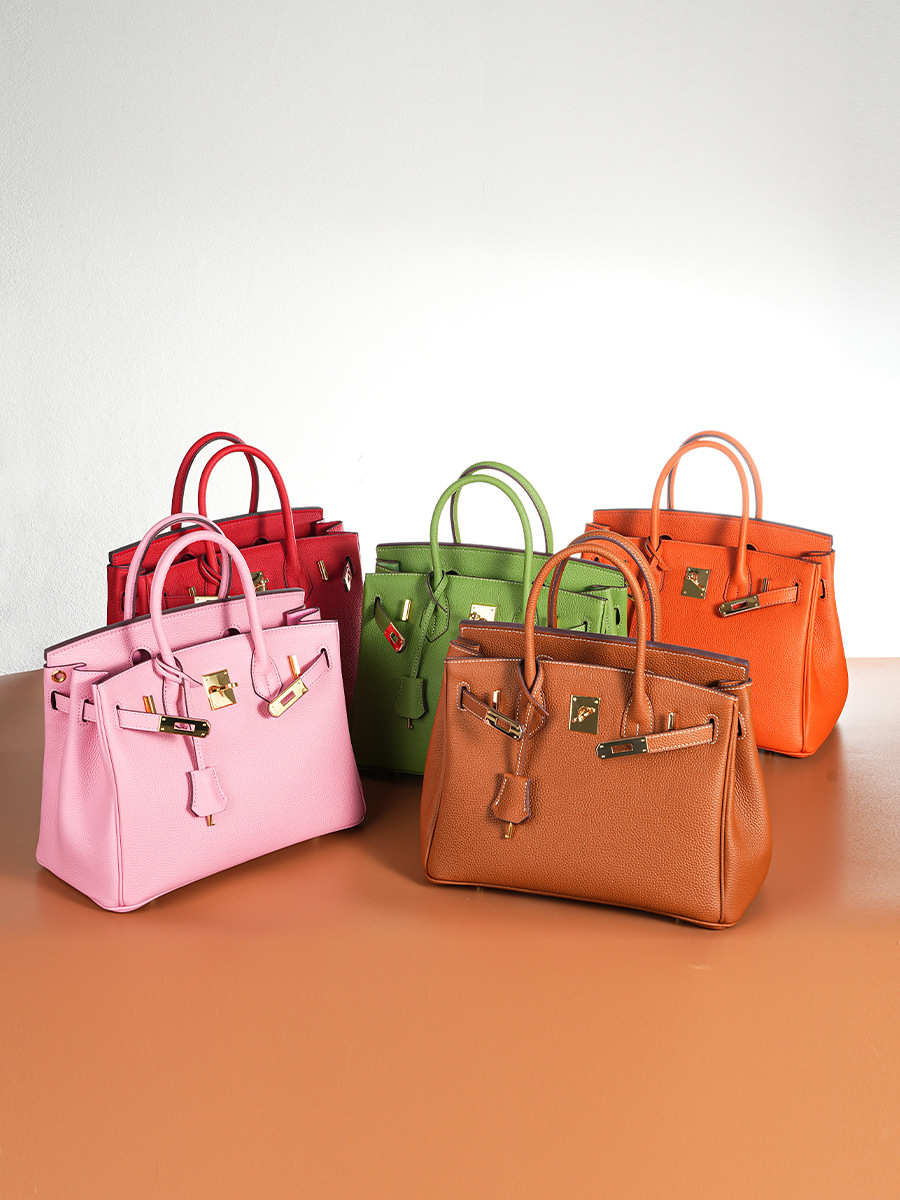 Premium Togo Leather Structured Top Handle Bag – Shown in Multiple Colors