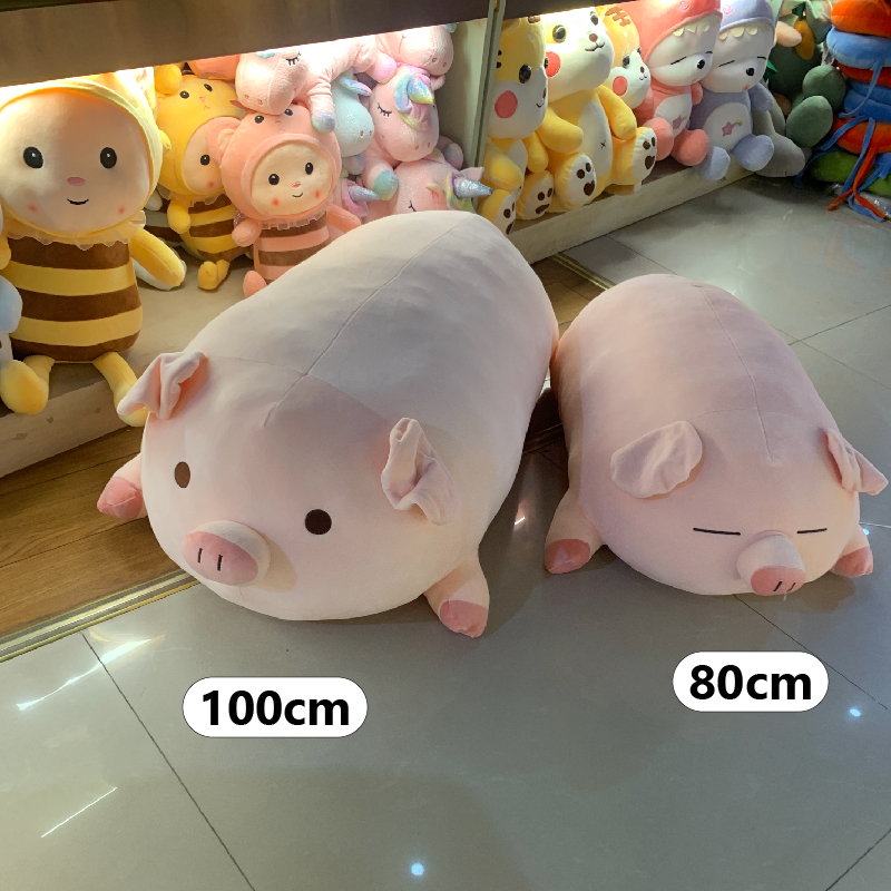 Cute bobo pig plush pillow front view with 100 cm and 80 cm
