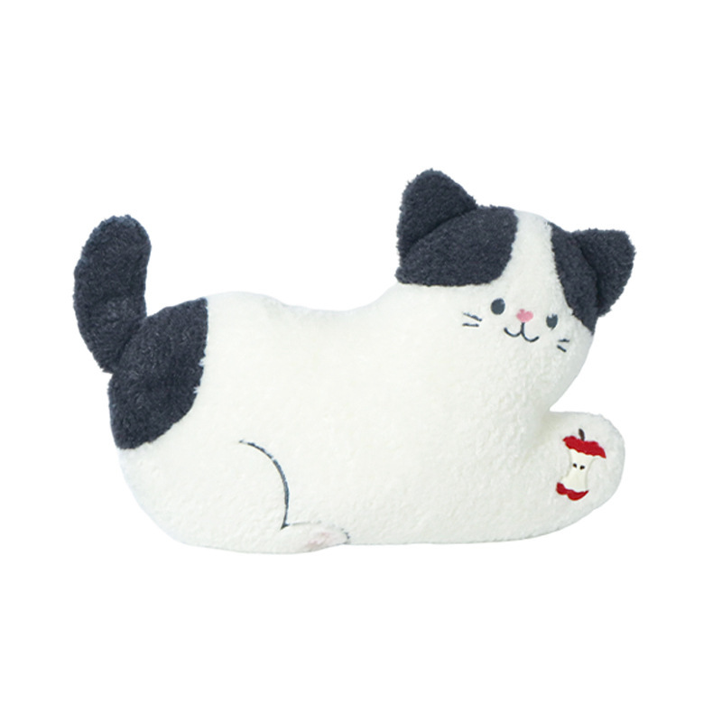 Apple cat plush pillow lying style cute cat cushion with apple detail, soft plush decorative pillow for sofas, beds, and cozy home decor