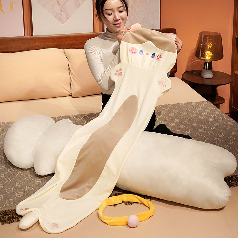 Cuddle cat long plush pillow with removable cover and inner pillow insert, soft cat body pillow with plush fabric for easy cleaning and cozy comfort