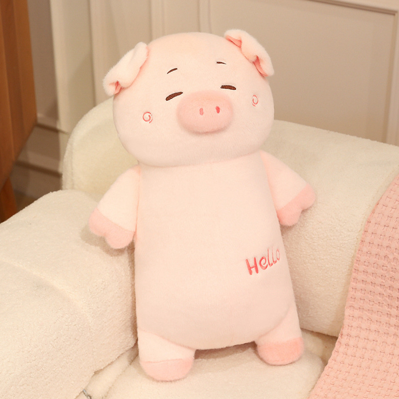 Cute chubby pig plush toy with soft plush fabric and gentle expression, cozy stuffed animal perfect for hugging and home decor