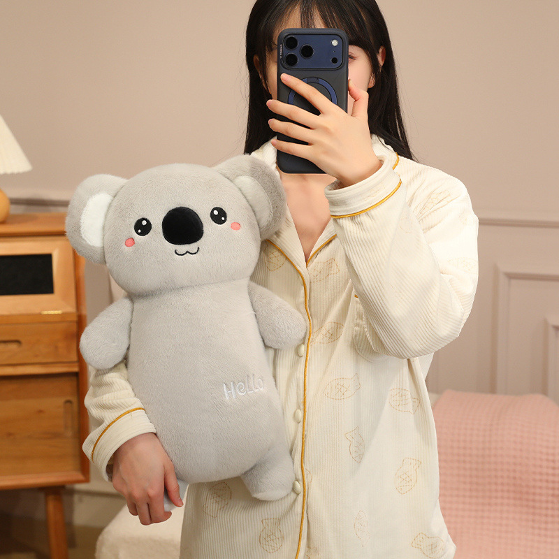 Chubby koala plush toy with soft plush fabric and cute embroidered details, cuddly stuffed animal perfect for hugging and cozy home decor