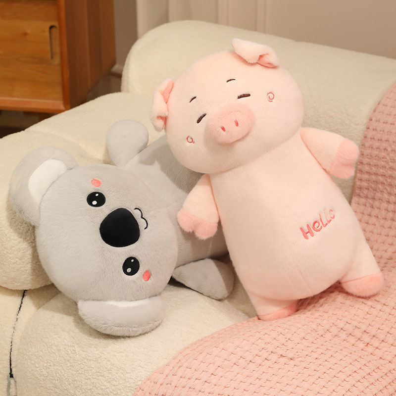 Cute pig and koala plush toys with chubby design and soft plush texture, cozy stuffed animals ideal for hugging or decorating sofas and beds