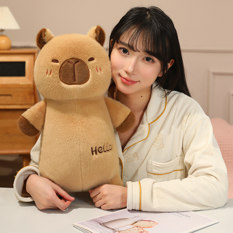 Soft capybara plush toy with chubby design, cozy stuffed animal perfect for hugging, relaxing, or adding cute decor to bedrooms