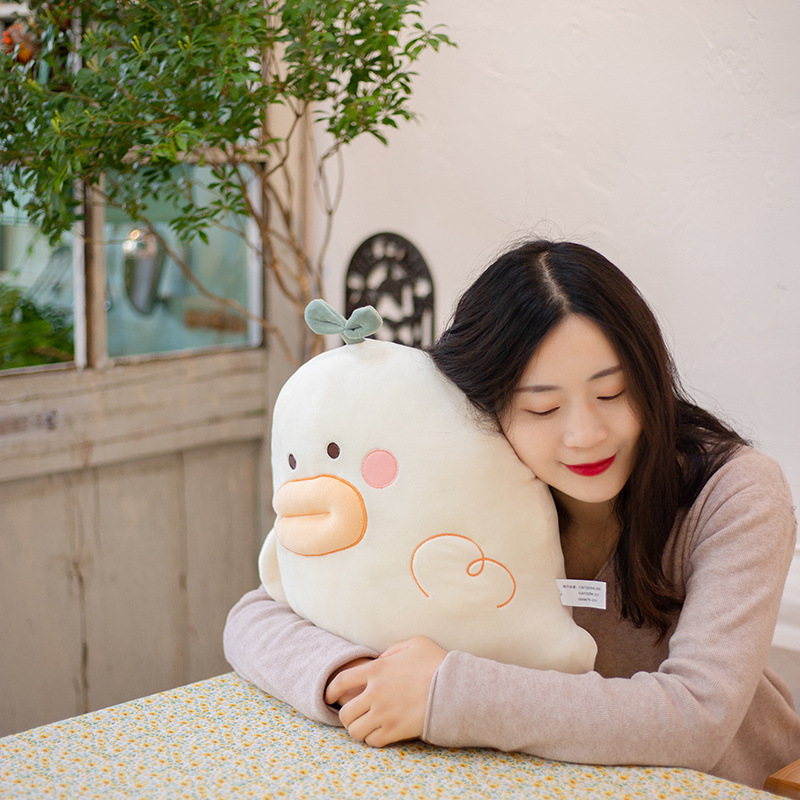 Duck plush pillow as a soft cushion for hugging and resting, perfect for cozy and relaxing home use