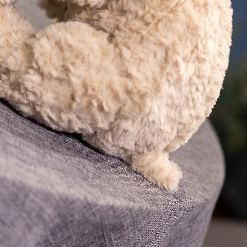 Close-up of elephant plush toy showing soft fluffy texture and detailed plush fabric for a cozy and comfortable feel