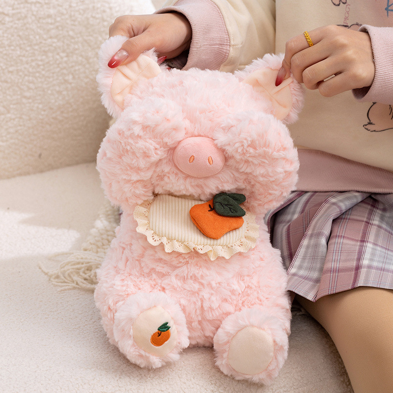 Shy pig plush toy with soft fluffy texture cute stuffed animal for hugging relaxation and cozy home decor