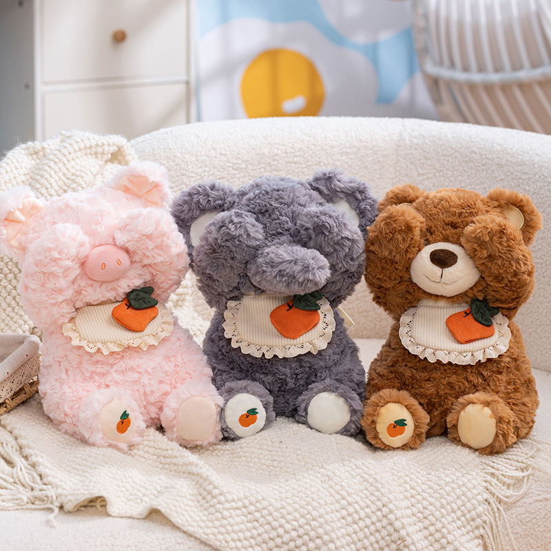 Shy animal plush toys covering eyes in a playful pose soft and cuddly stuffed animals for comfort relaxation and decoration