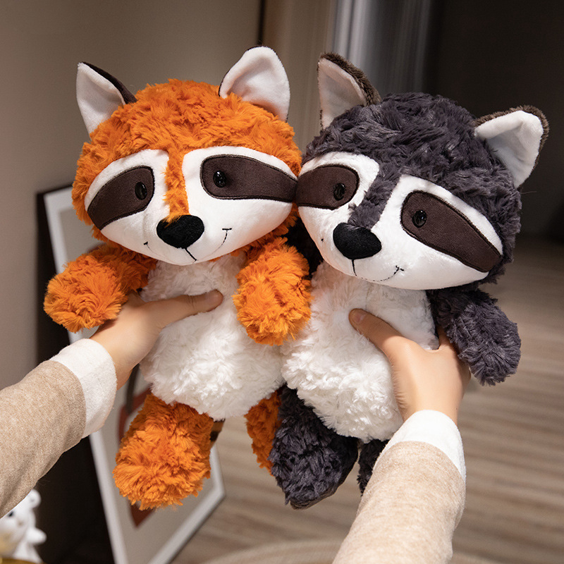 Orange and dark gray raccoon plush toys soft and huggable stuffed animals for cozy home decor and everyday comfort