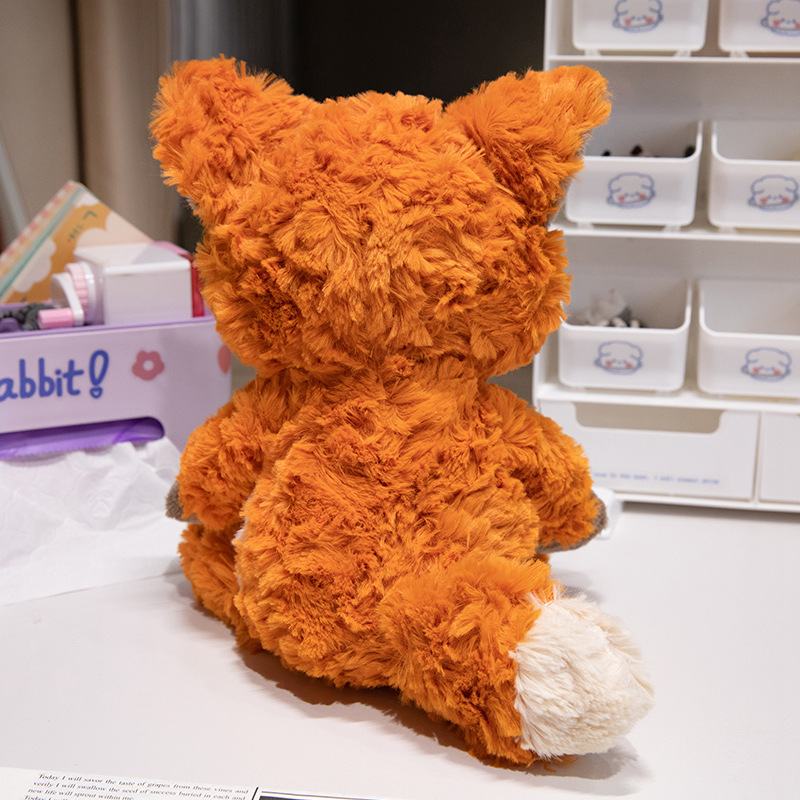 Fox plush toy back view soft stuffed animal with fluffy fur and tail detail for cozy home decor