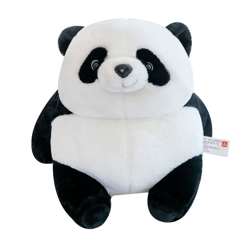 Chubby panda plush toy with soft plush fabric and rounded design, cute stuffed animal for hugging, collecting or decorating shelves and beds