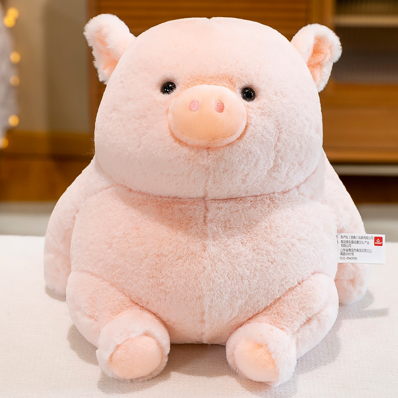 Pig plush toy with soft plush fabric and cute chubby shape, gentle stuffed animal companion for cuddling, relaxing or adding warmth to home decor
