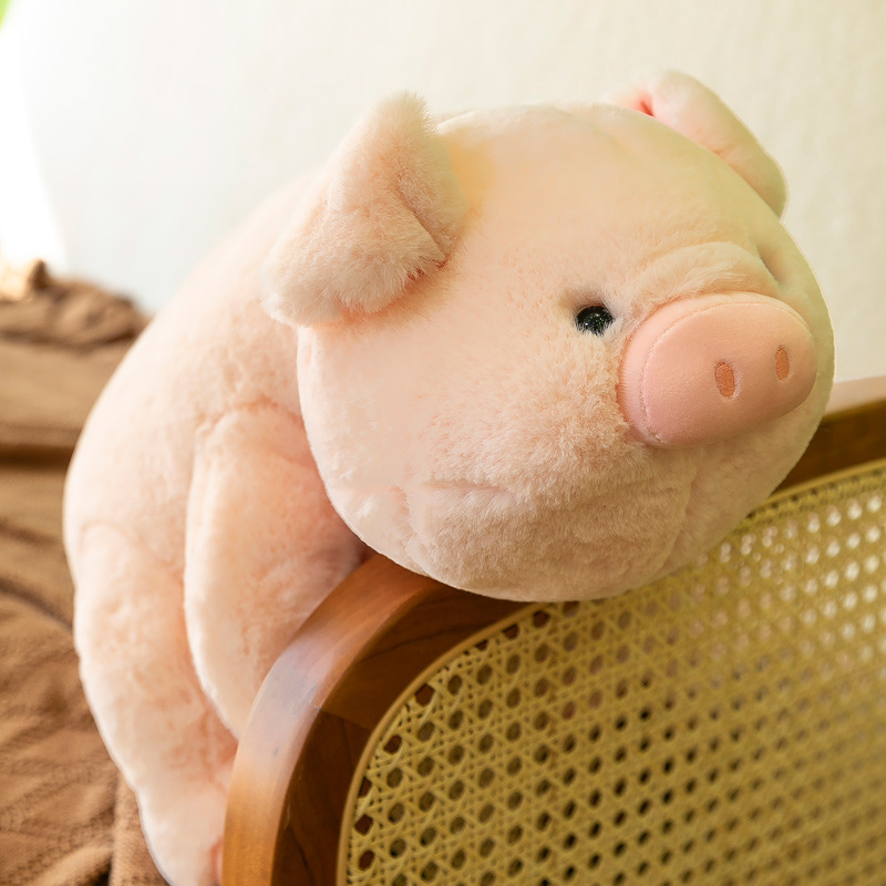 Pig companion plush toy close up with soft fluffy texture and rounded design, perfect for cuddling and cozy home comfort