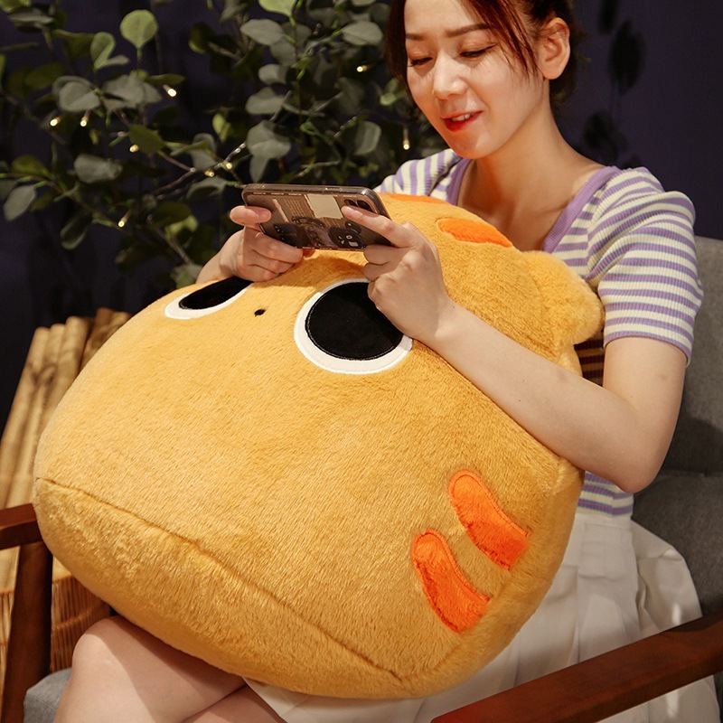 Orange round cat plush pillow for hugging and lounging, soft and chubby cushion for cozy everyday comfort