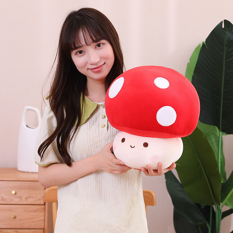 30 cm mushroom plush toy with a soft and cuddly texture, ideal for hugging, relaxing, or decorating sofas, beds, and cozy indoor spaces