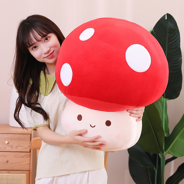 Large 60 cm mushroom plush toy with a soft and oversized design, perfect for hugging, lounging, or adding a cozy and playful touch to living room or bedroom decor