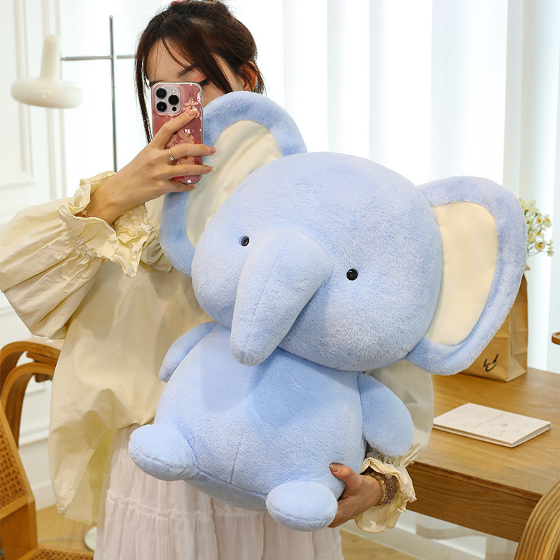 Elephant plush toy with soft smooth fabric and rounded shape, comfortable to hold and perfect for hugging and cozy home decor