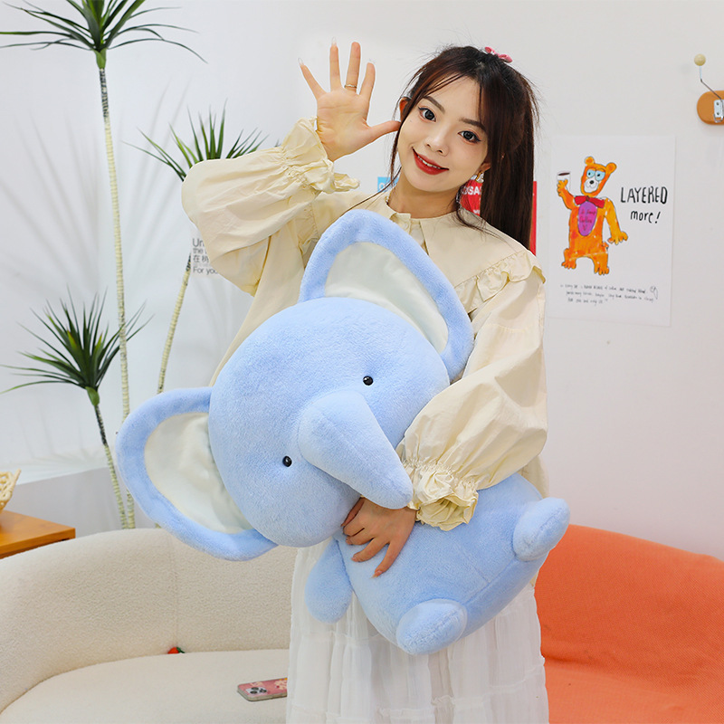 Elephant plush toy with soft smooth fabric and large rounded shape, cuddly stuffed animal suitable for hugging, relaxing and cozy home decor204