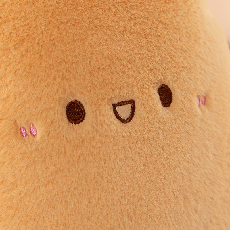 Chef baguette plush pillow embroidered face detail with soft plush texture and cute expression design