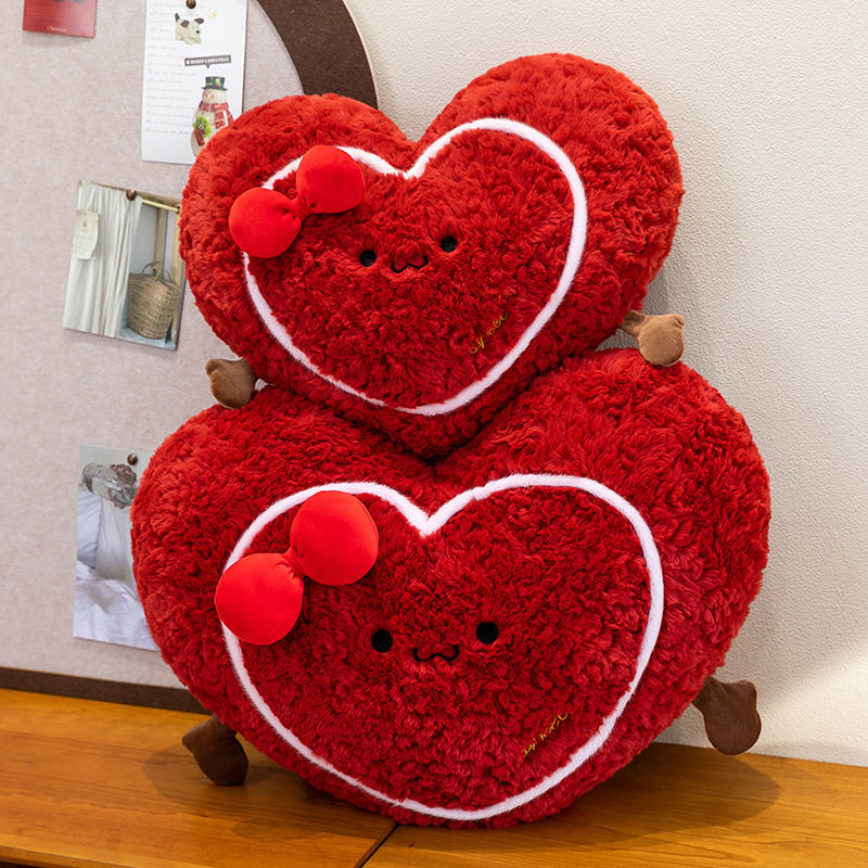 Stacked heart plush pillows in a cozy room setting, soft decorative cushions adding a cute and warm touch to interior spaces