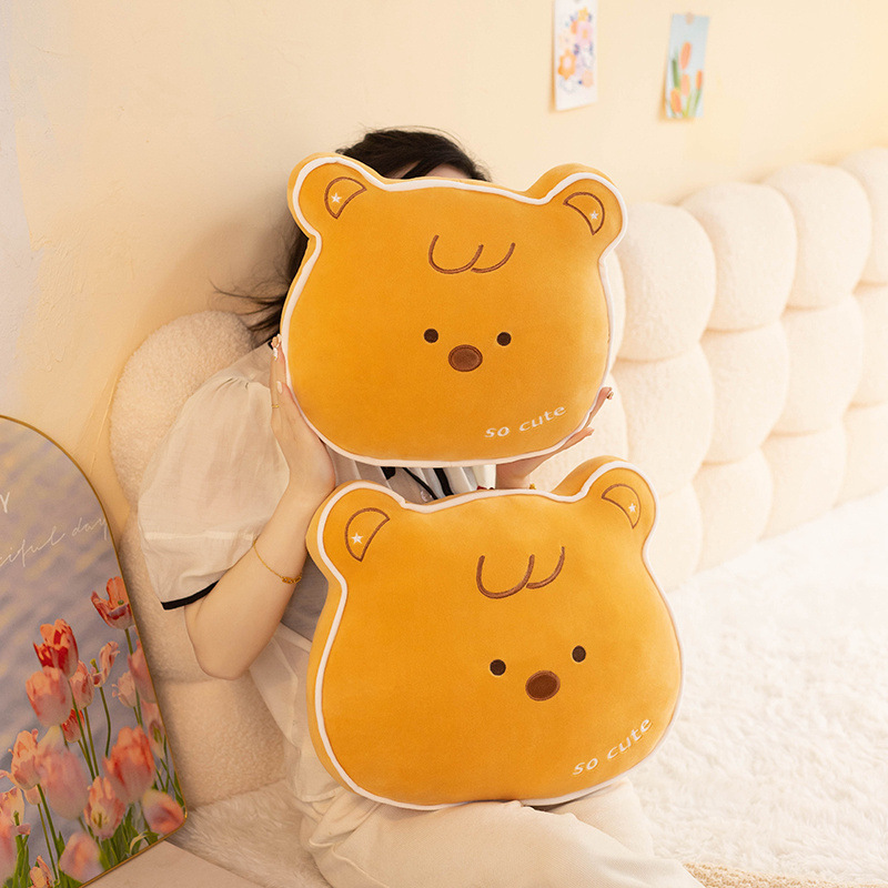 Bear plush pillow in soft fabric with a chubby design, perfect for hugging, relaxing, and adding a cozy touch to sofas or beds