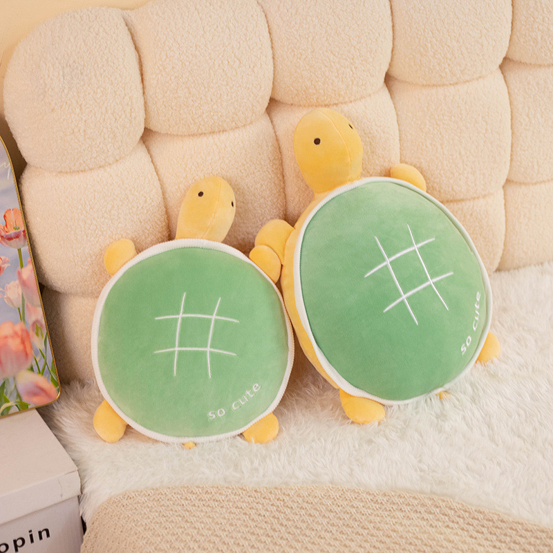 Turtle plush pillow in two sizes with a soft rounded shape, cozy cushion for hugging, lounging and decorating beds or sofas