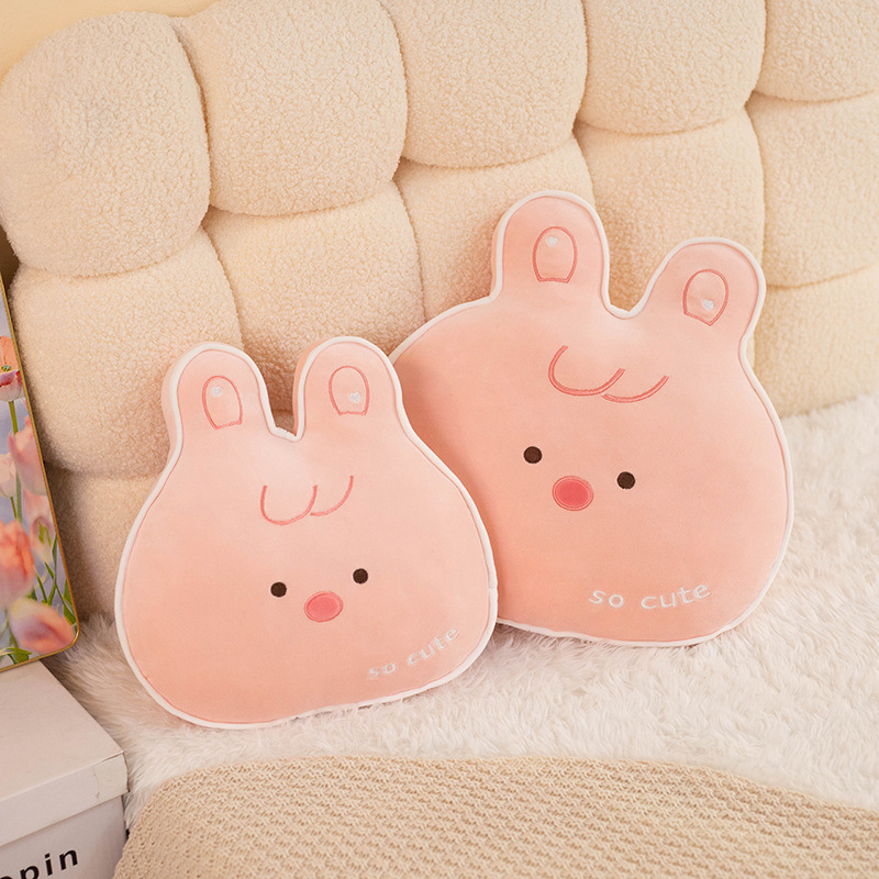 Rabbit plush pillow in two sizes, soft and cute cushion with a chubby design, perfect for hugging, resting and cozy home decor