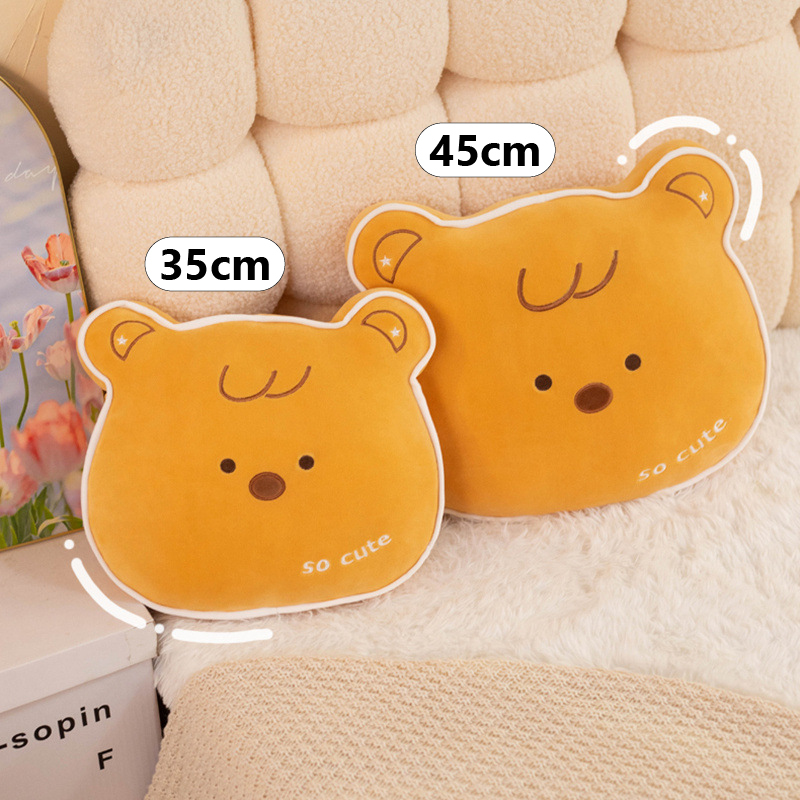 Bear plush pillow size comparison 35 cm and 45 cm, soft cushion for hugging, resting and decorating sofas, beds or cozy corners