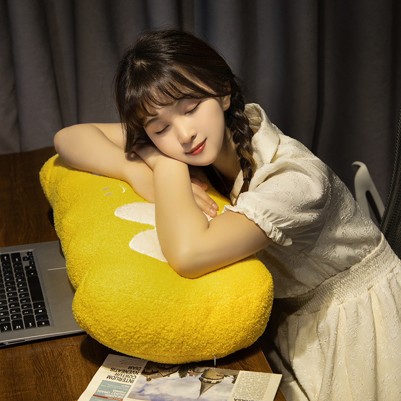 Nice plush pillow yellow soft cushion for desk napping and arm support cozy comfort for work or study breaks
