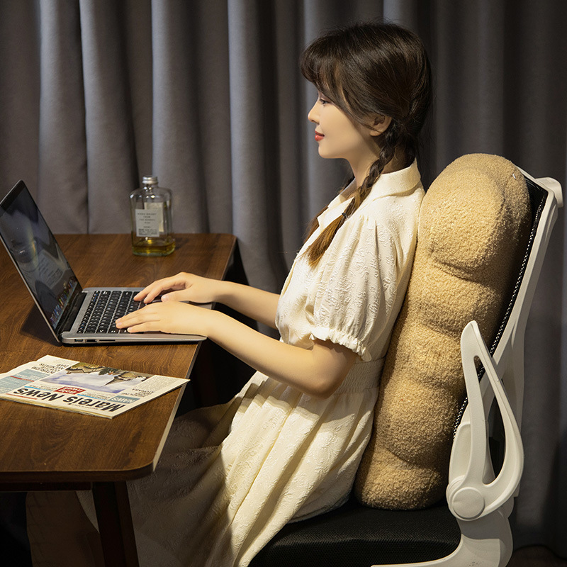Nice plush pillow brown soft back support cushion for chair ergonomic comfort for working or studying at desk