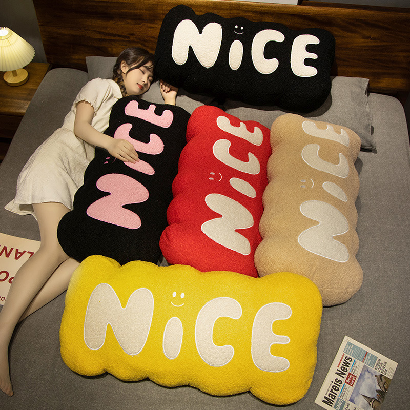 Nice plush pillow in multiple colors soft word cushion for bed and sofa decor cozy and playful home accent
