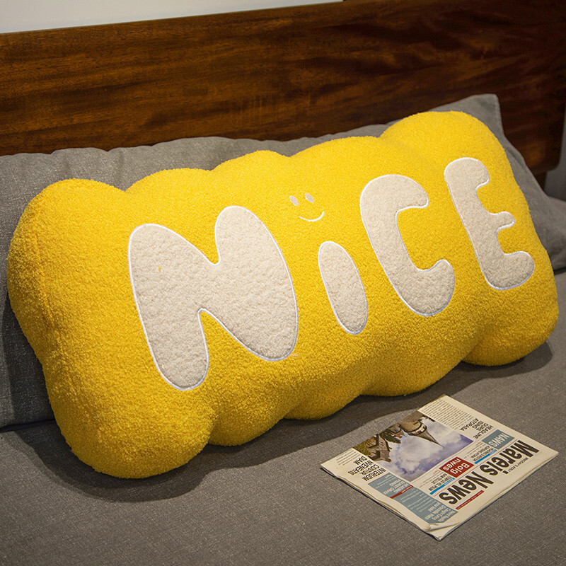 Nice plush pillow yellow soft long cushion for bed and sofa decor comfortable support for lounging