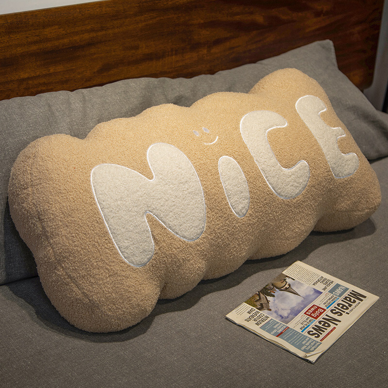 Nice plush pillow brown soft word cushion for sofa and bed cozy home decor and relaxing support