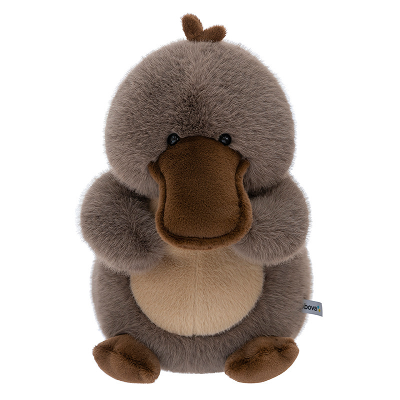 Platypus plush toy with unique beak design and soft fluffy texture, cute stuffed animal for comfort and play