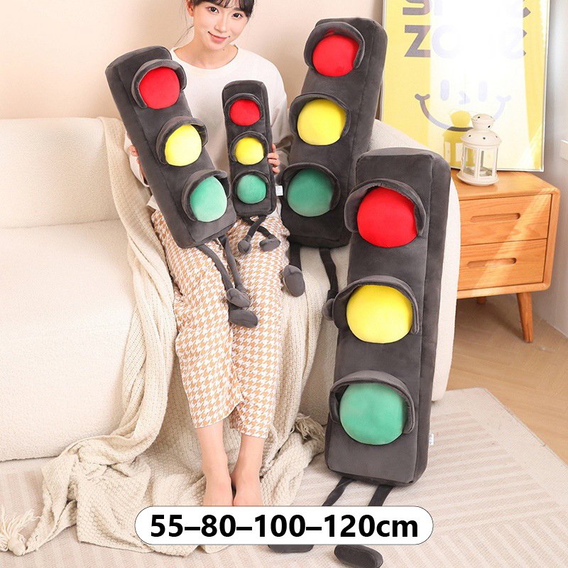 Traffic light plush pillow size comparison 55 cm 80 cm 100 cm 120 cm, long soft cushion for hugging sleeping and decorating beds and sofas