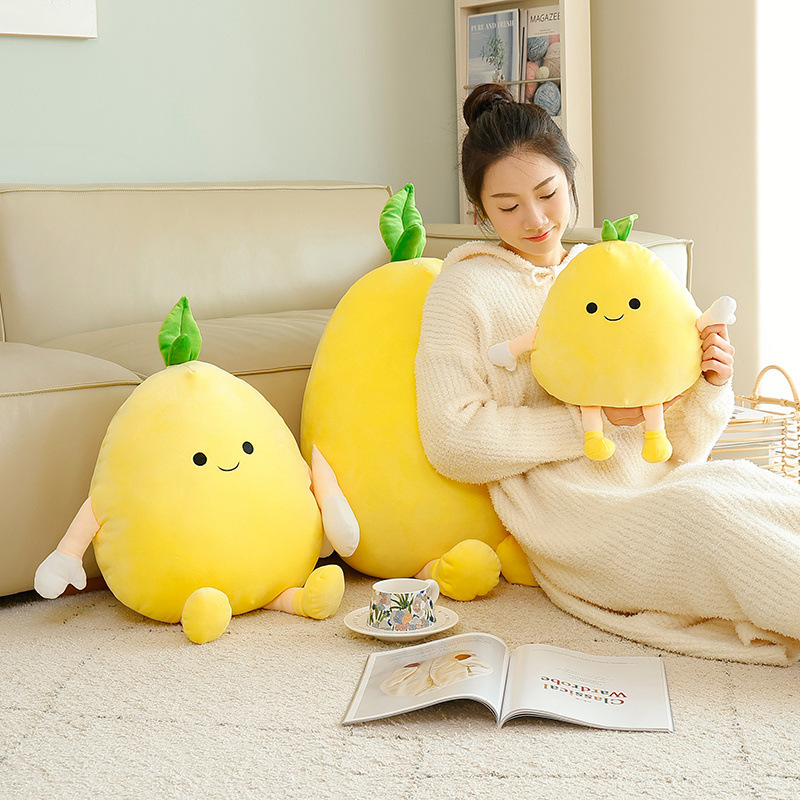 Cute pomelo plush pillow with soft plush fabric and rounded shape, ideal for hugging, lounging, and adding a cozy touch to beds or sofas