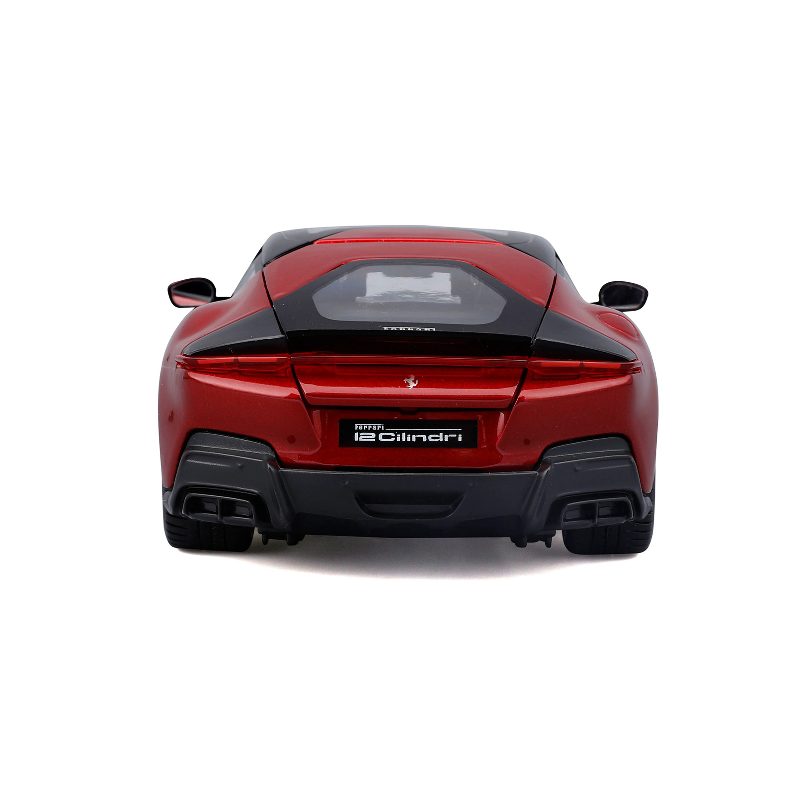 Rear view of Ferrari 12 Cilindri R&P 1:24 diecast model car, showing taillights, rear diffuser, and detailed sporty design