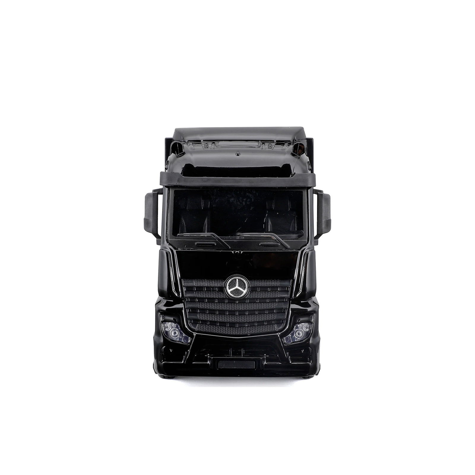Front view of Bburago Mercedes-AMG semi truck 1:43 diecast model, detailed grille, headlights, and cab design