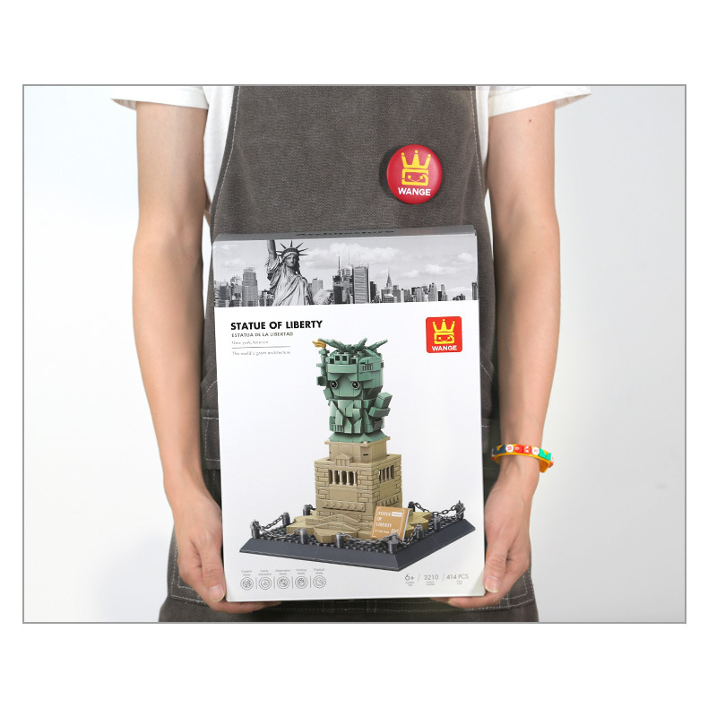 WANGE Statue of Liberty building blocks box size reference, compact packaging suitable for storage, display, and gift giving