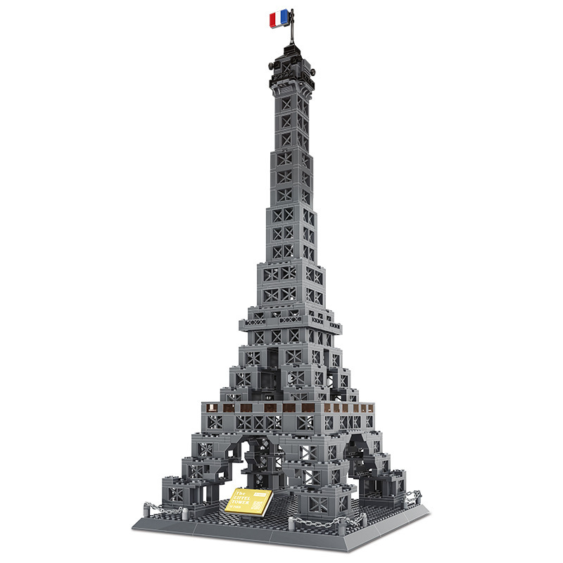 Eiffel Tower building blocks model with intricate open-frame design and stable base, shown on a clean background highlighting structure, symmetry, and display appeal