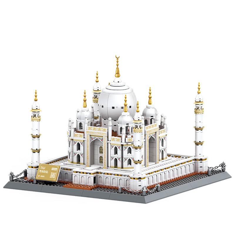 WANGE Taj Mahal building blocks set featuring intricate arches, central dome, and balanced structure, ideal for display, collection, or as a decorative architectural model