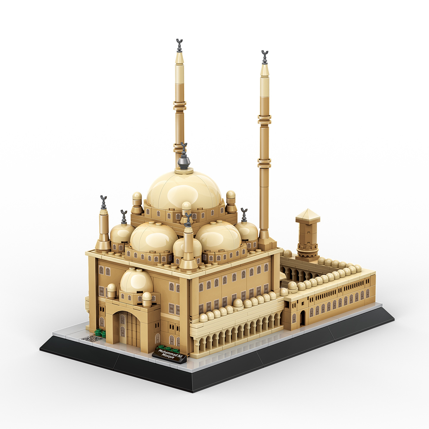 WANGE Muhammad Ali Mosque Cairo Egypt building blocks model showing detailed domes, twin minarets, and structured base, ideal for display, collection, and architecture-themed decor