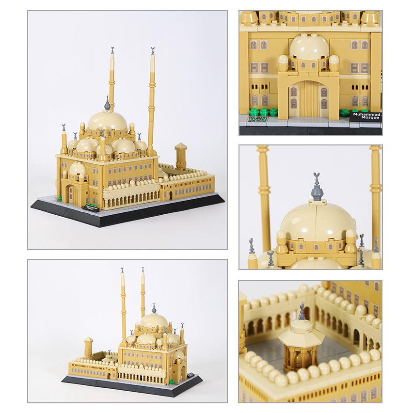 WANGE Muhammad Ali Mosque Cairo Egypt building blocks model collage showing multiple angles, domes, minarets, entrance details, and architectural close ups highlighting structure and design