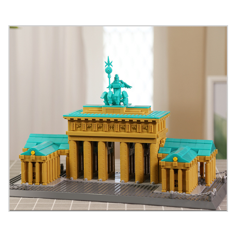 Brandenburg Gate Berlin Germany building blocks model displayed on tabletop, detailed architecture set for home decor and collection