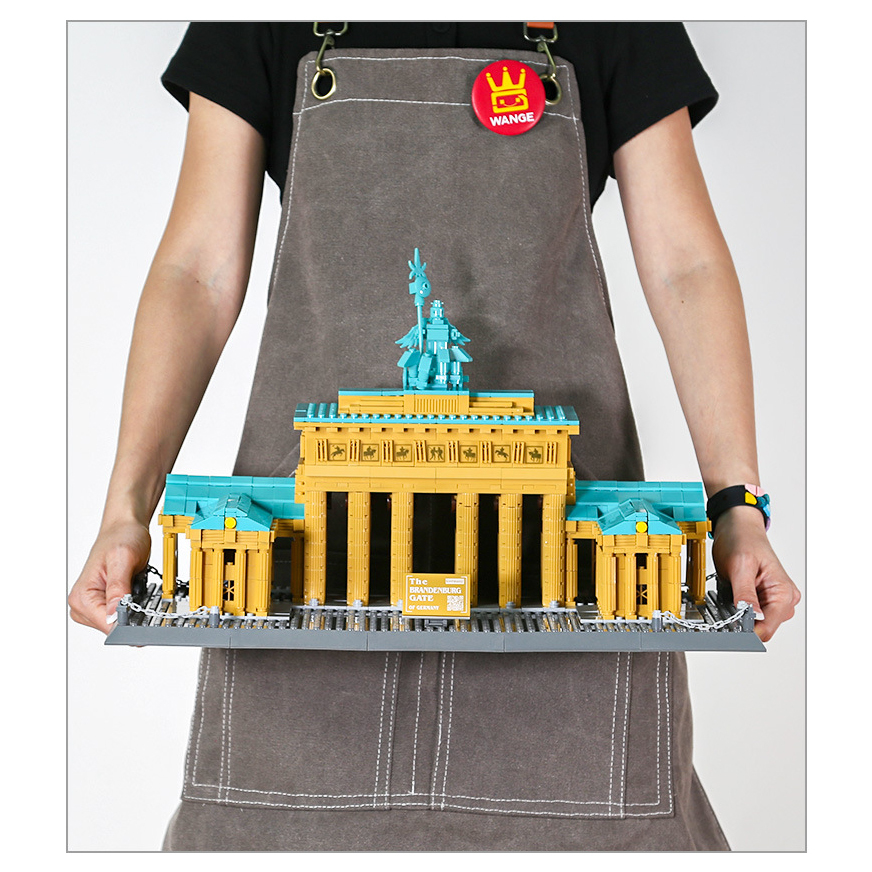 Brandenburg Gate Berlin Germany building blocks model, detailed architecture display with columns, base platform, and Quadriga statue on top