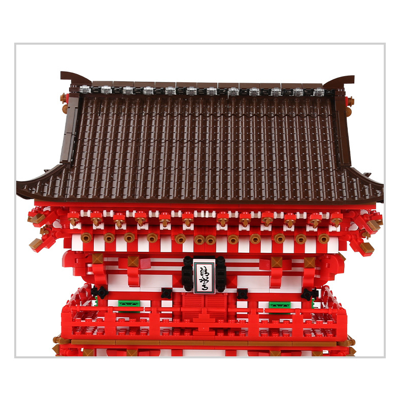 Kiyomizu-dera Niomon Gate building blocks close-up of layered roof tiles, decorative eaves, and intricate Japanese temple architectural details