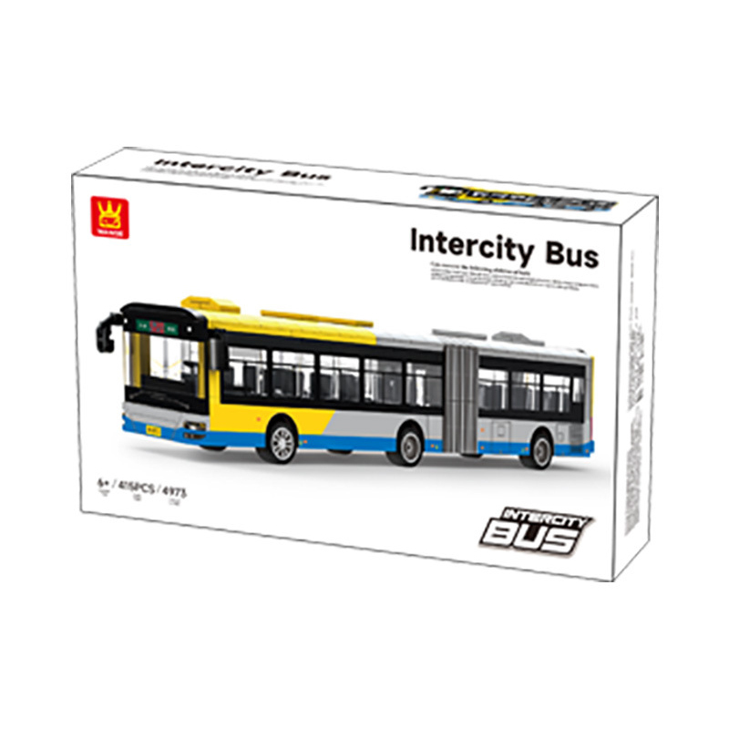 WANGE Intercity Bus building blocks set packaging box showing model design and product presentation